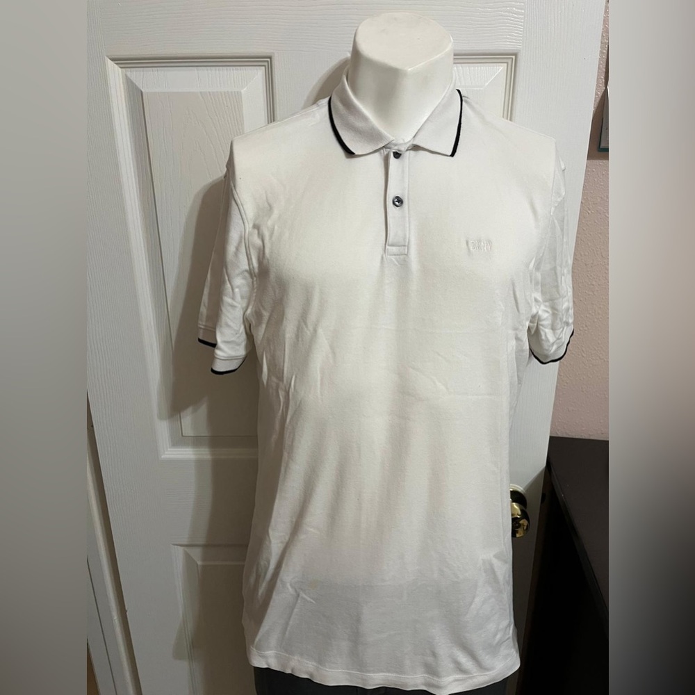 (20) DKNY Men's White Polo Shirt